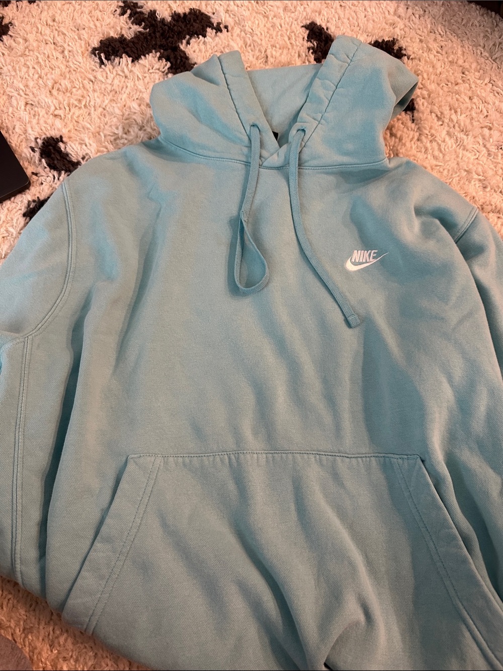 Nike Men’s Light Blue Crewneck Hoodie with White Logo